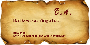Balkovics Angelus névjegykártya